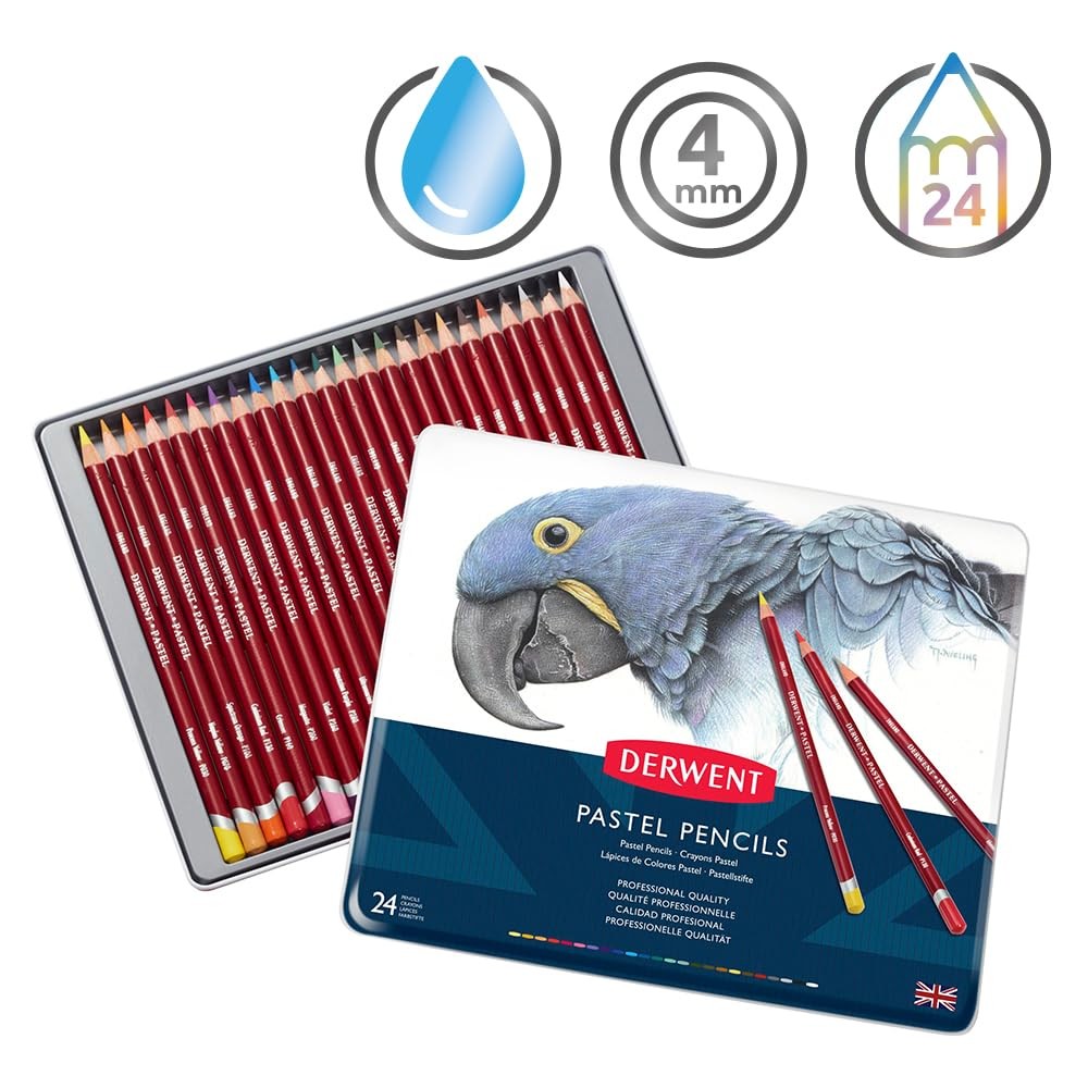 Derwent Pastel Pencils, 4mm Core, Metal Tin, 24 Count (32992) | eBay