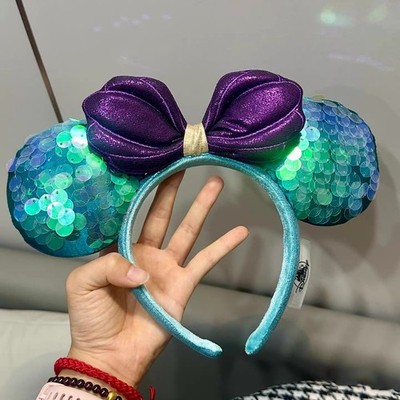 Disney Parks Little Mermaid Ariel Purple Iridescent Minnie Ears Headband US POST