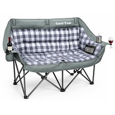 Oversized Suede Padded Outdoor Loveseat Comfy Portable Double Camping Chair H...