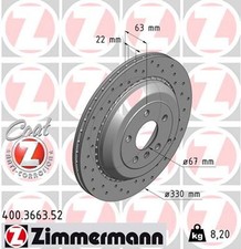 2x ZIMMERMANN Bremsscheibe SPORT Z 400.3663.52 für MERCEDES GL V251 W164 KLASSE 2x ZIMMERMANN Bremsscheibe SPORT Z 400.3663.52 für MERCEDES GL V251 W164 KLASSE