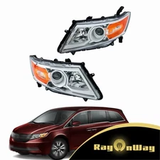 For 2011-2013-2015-2017 Honda Odyssey Pair Halogen Chrome Amber Corner Headlight