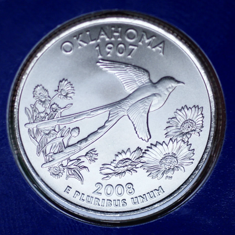 2008 P+D Oklahoma Quarters ~ Satin Mint Strikes ~ In Mint Wrap from Mint Set - Image 2 of 3