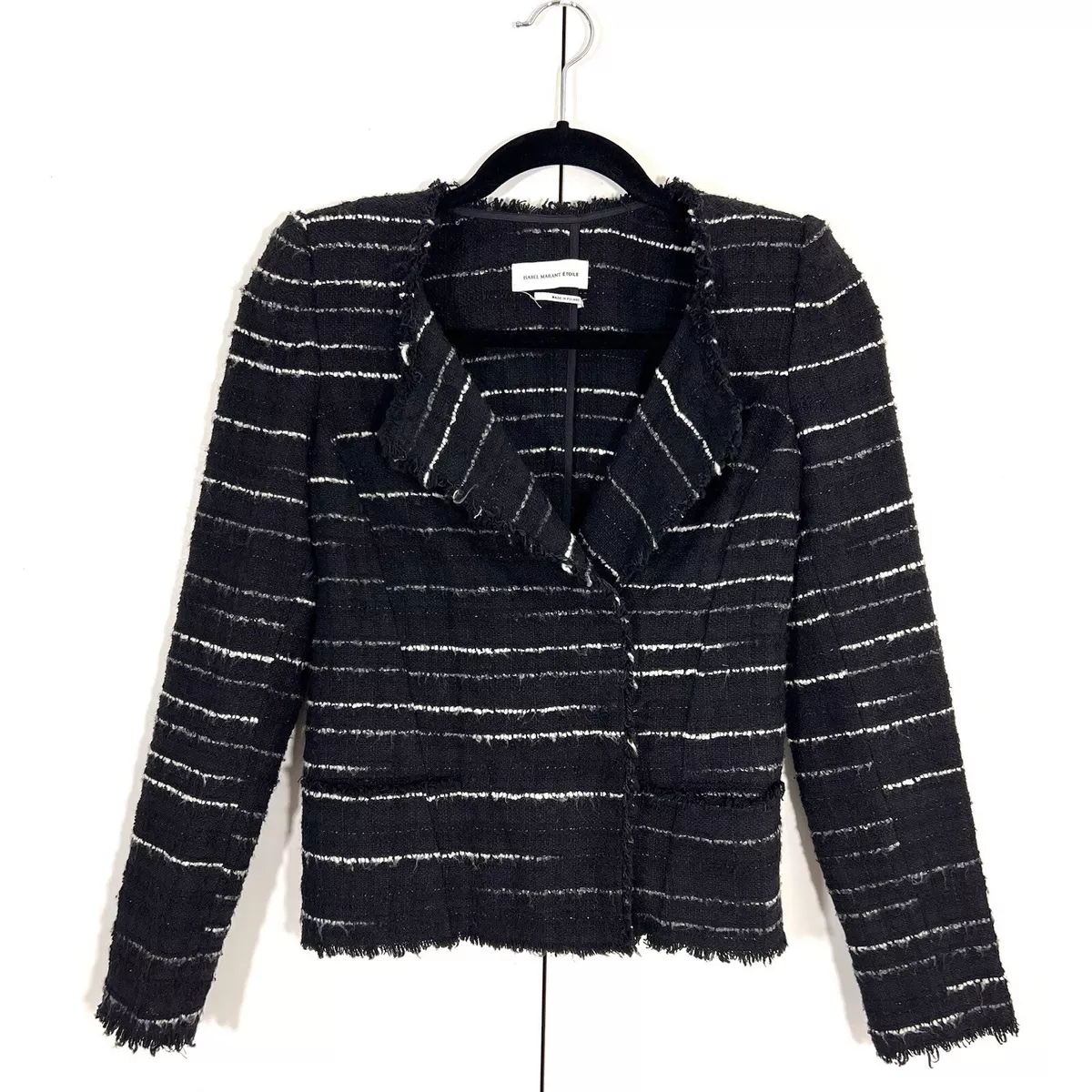 Isabel Marant Etoile Tweed Jacket Women’s 36 Black White Striped Blazer