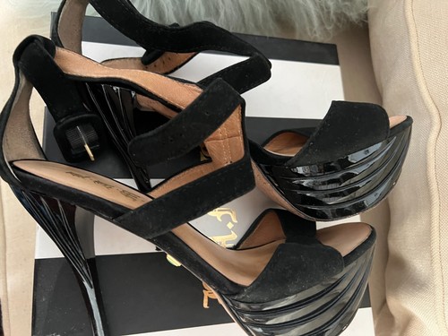 L.A.M.B. Valora Black Platform Sandal Sz 8.5 - Picture 4 of 7