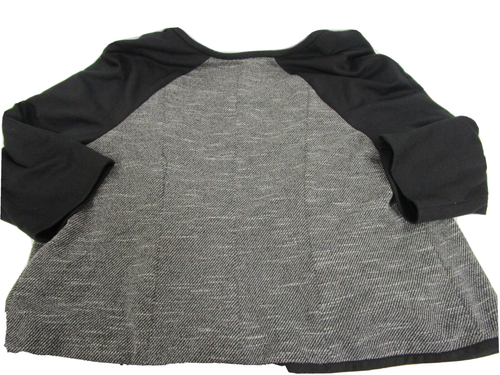 Dana Buchman Open Front Jacket Sz 18W Black White Tweed 3/4 Sleeve Asymmetrical - Picture 9 of 9