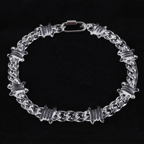 Transparent Acrylic Spike Chain Necklace Clear Chain Lock Pendants Necklaces - Picture 4 of 12