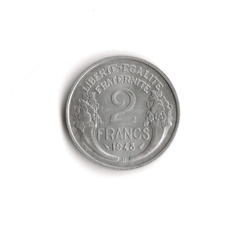 1948 France - 2 Francs - 445 - Aluminum Magnesium - 2.2g