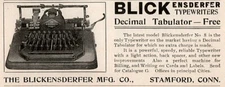 1908 c Blickensderfer Typewriters Decimal Tabulator No 8 Print Ad