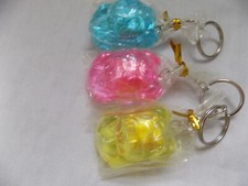 lot of (3) Plastic Volkswagen Bug VW Keychains Pink Blue Yellow 2  Long (new)