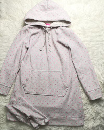 ROUDELAIN KAPUZENPULLOVER WEISS ROSA GEPUNKTET PLÜSCH PYJAMA KLEID MIT SOCKEN GRÖSSE M - Bild 2 von 10