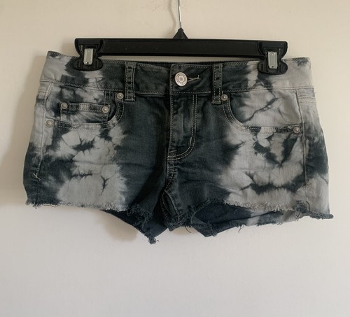 White Tie Dye Stretch Jean Shorts size 