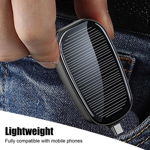 Mini Solar Power Bank Portable Keychain Powerbank For Cell Phone 1200mAh - Photo 5 sur 14