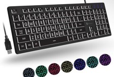 Large Print Backlit Keyboard Wired USB Lighte...