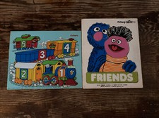 Vintage Playskool Sesame Street Puzzles 1974 Lot Of 2