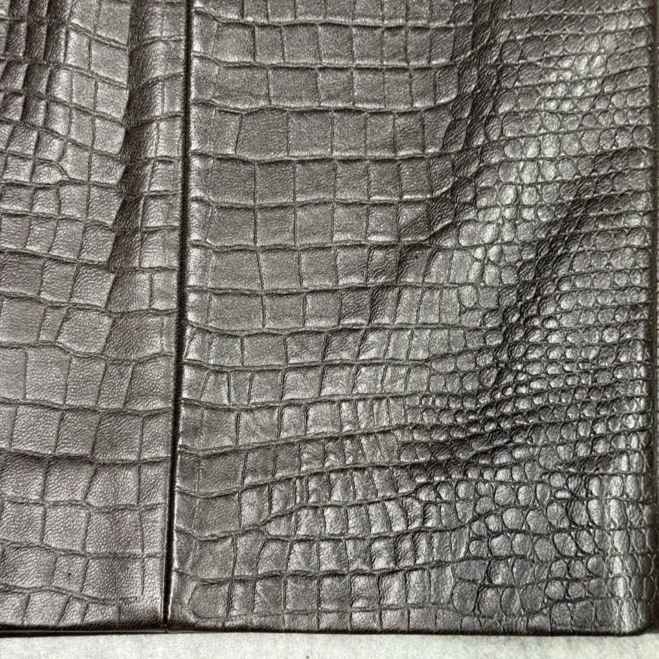 Falda de Cuero Anne Klein II Talla 8 Marrón Patrón Caimán Forrada Foto 2 de 4