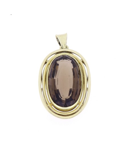 Großer Goldanhänger oval mit Rauchquarz 585er Gelbgold 30 x 22 mm Gold Anhänger - Bild 9 von 11
