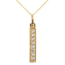 14k Gold Vertical Bar Diamond Pendant Necklace Yellow/Rose/White 