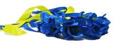 Ukrainian Blue Flower Headband with Blue/Yellow Ribbons, Hair Accessories, Vinok
