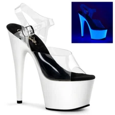 PLEASER ADORE-708UV Women's 7" Heel Platform Ankle Strap Neon Sandal Shoes
