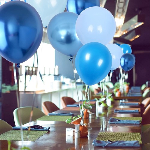 Blue Balloon Set 60 Packs 12 Inches Metallic Chrome Pearl Shower Birthday Party - Picture 4 of 6