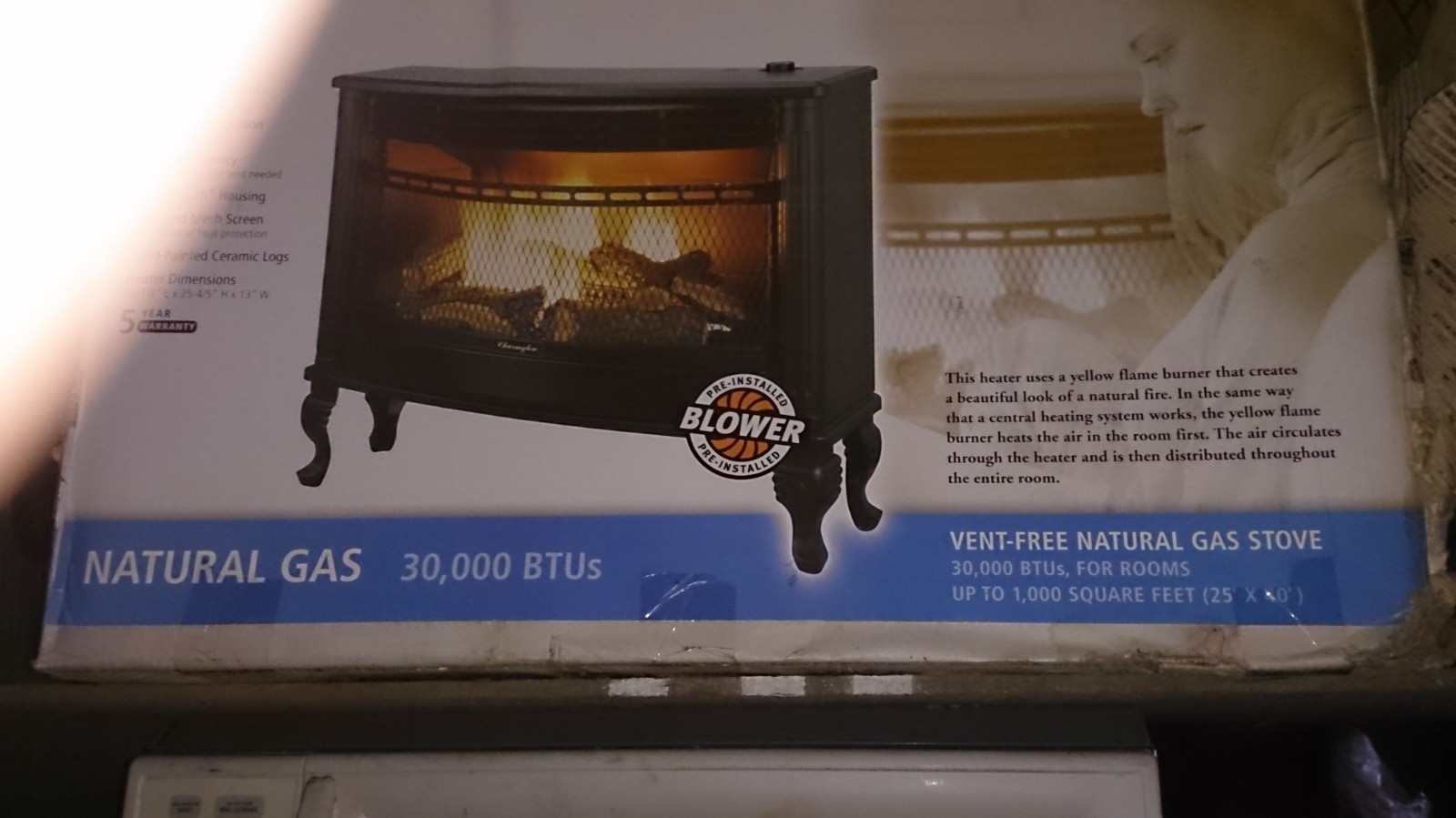 VENT FREE GAS FIREPLACE HEATER