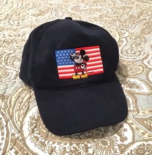 Disney Store Baseball Cap/Hat w/ Mickey Mouse  US Flag Background