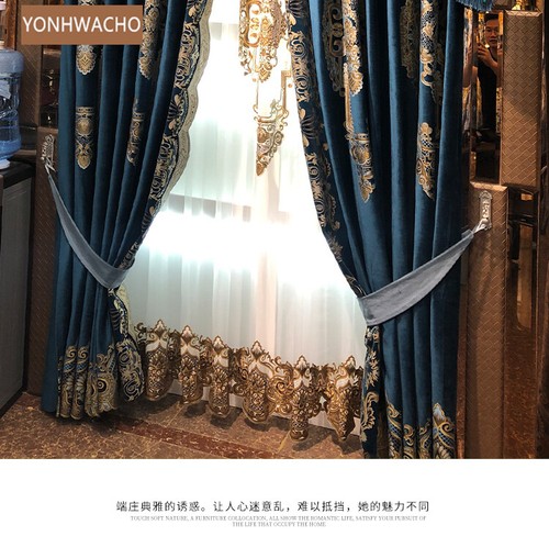 luxury palace thick velvet royal blue cloth blackout curtain valance panel C342* - Picture 6 of 20