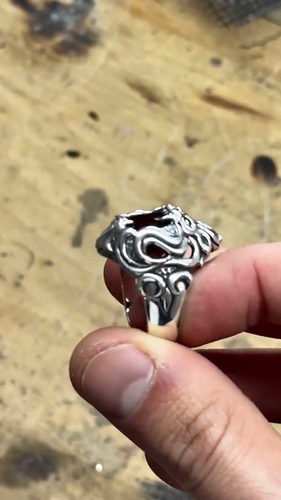 Emerald Stone Lion Ring , Animal Signet Ring , Men Emerald Stone Ring Signet 925 - Video 1 of 1