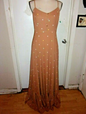 Bright & Beautiful Modcloth Dress Brown with Polka Dots size UK12 / US 8 (B174)