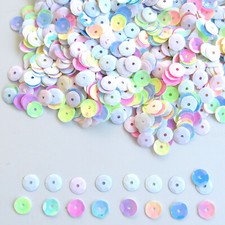 Sequins Two-Sided White / Pastel Lustre 8mm Round Cup 400/ 4k 25 Off pcs