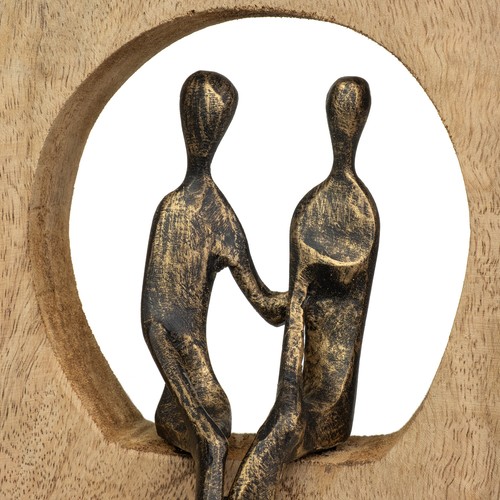 Skulptur Niemals allein Familie Unterstützung Mangoholz 24,5 x 23cm Schwarz Gold - Bild 7 von 18