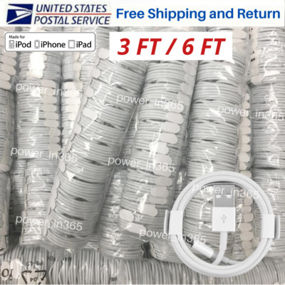 6FT USB Charger Cable Lot for iPhone 13 11 12 XS XR 8 7 6 SE Charging Data Cord