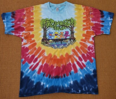 Vintage 90s Grateful Dead Tie Dye Dancing Bears Shirt Rock Band