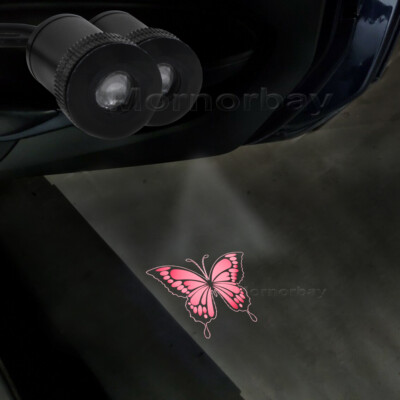 2x Pink Red Butterfly Car Door Courtesy LED Projector Ghost Shadow Light