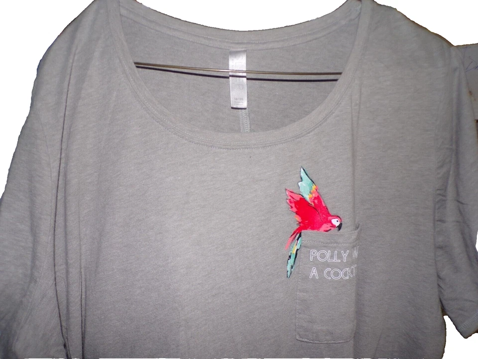 Camisa de dormir Cacique Sleep Lane Bryant feminina cinza 18/20 Polly quer um coquetel R1 - Imagem 2 de 4