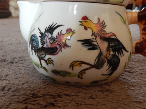Ceramic Stacking Tea Set For One, Roosters Teapot Creamer Cup Vintage UNIQUE - Picture 19 of 24
