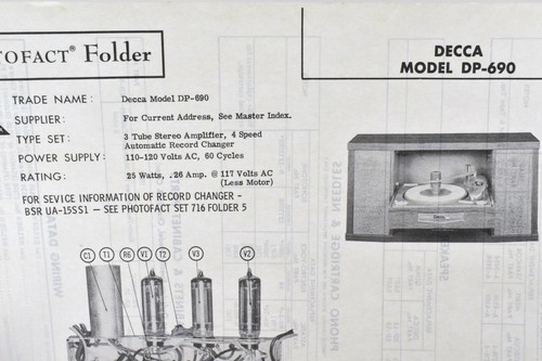 Decca DP-690 Record Player Amplifier Service Manual SAMS Photofact 727-6 - 第 2/3 張圖片