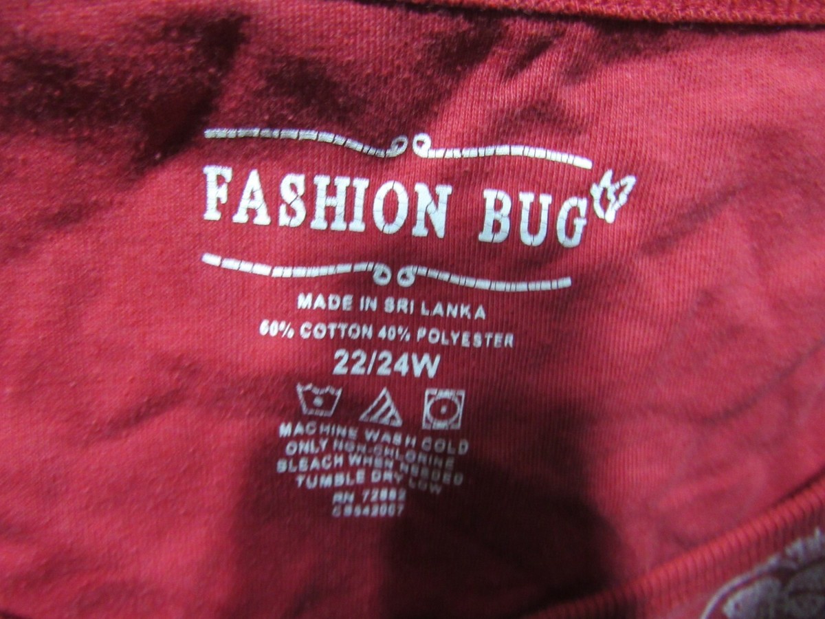 Blouse Rouge Foncé Fashion Bug Taille 22/24 - Manches 3/4 Cloche, Occasion Très Bon état