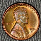 1956-D Lincoln Cent,  Gem BU, Nice toning, Raw