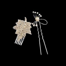 Silver Tone And Rhinestone Hair Clips 4789 