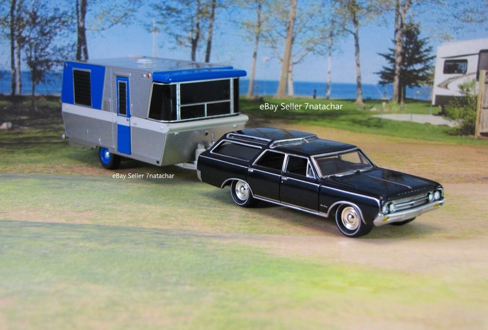 Oldsmobile Vista Cruiser Station Wagon 1960s Vintage Camper Trailer Model Set