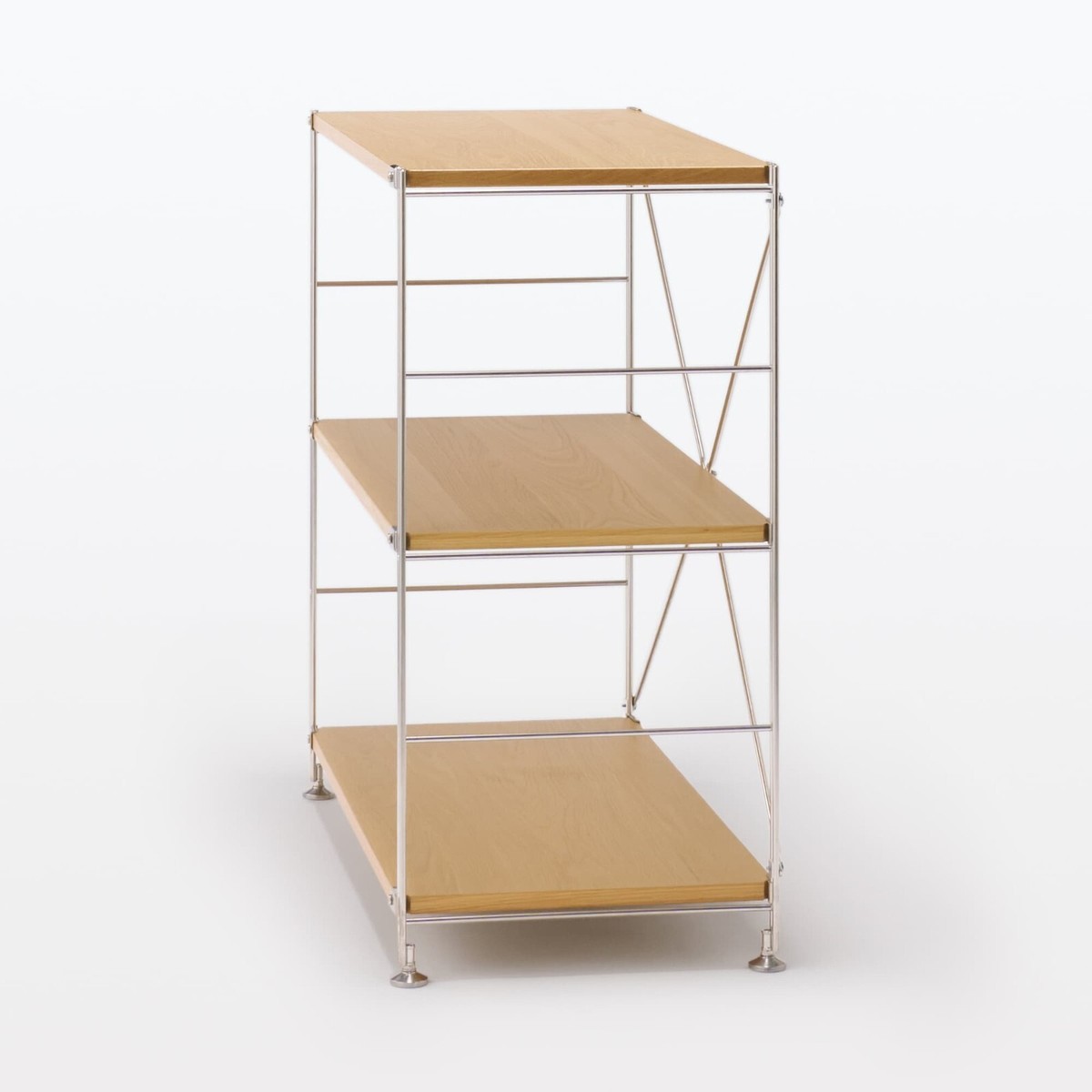 MUJI Stainless Steel Unit Shelf Walnut Shelf Set Wide H32.6 x W33
