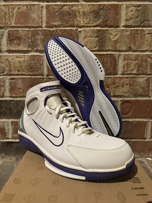 New 10.5 Nike Air Zoom Huarache 2K4 White Silver Pro Purple Kobe