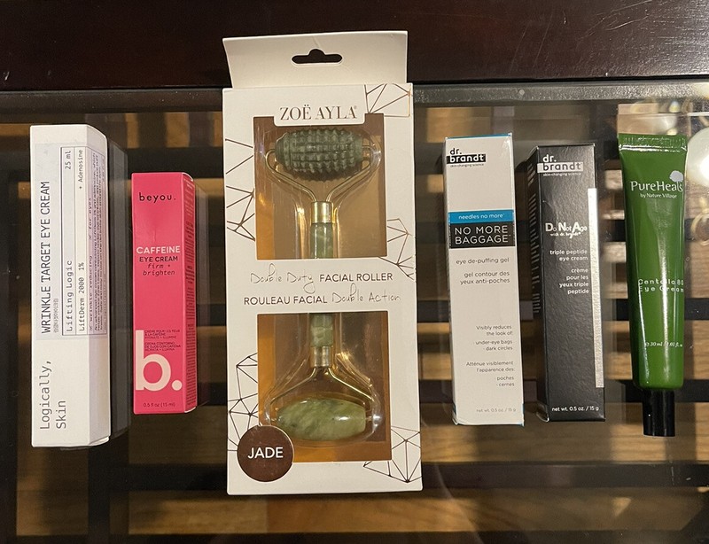 Lot of Eye Creams- Logically, Skin, Beyou, Dr. Brandt, PureHeals & Facial Roller