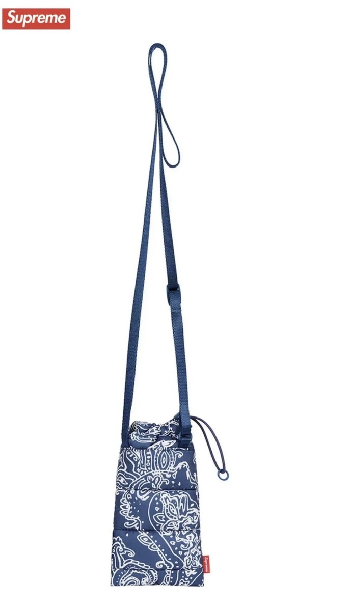 Supreme Puffer Neck Pouch Bag Blue Paisley FW22 Week 14