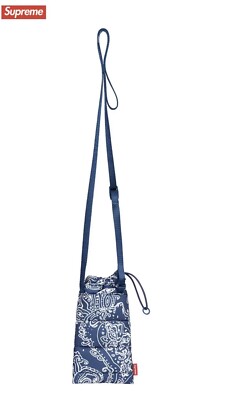 Supreme Puffer Neck Pouch Bag Blue Paisley FW22 Week 14