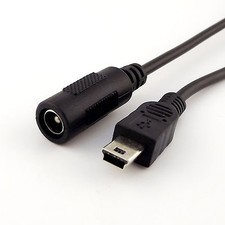 DC Power Mini USB 5 Pin to 5.5mm x 2.1mm Female Jack Adapter Charging Cable 15cm