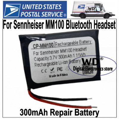 USPS Replacement for Sennheiser MM100 Bluetooth Headset 300mAh Repair Battery