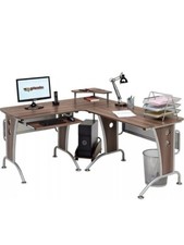 Large Corner Desk Computer Dark Walnut Effect Unicorn Pc 21w