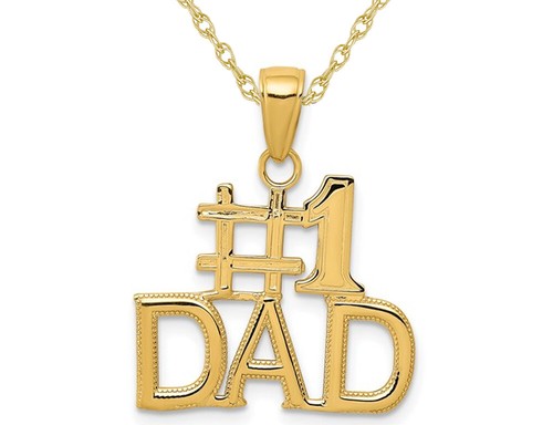 14K Yellow Gold #1 DAD Charm Pendant 